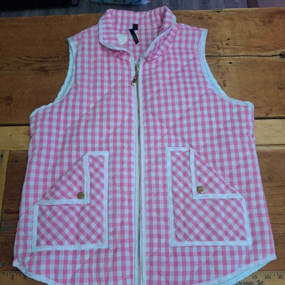 Pink/White Checkered Vest by Styleholic